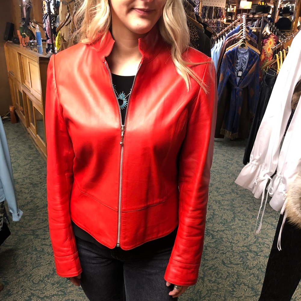 Red leather jacket